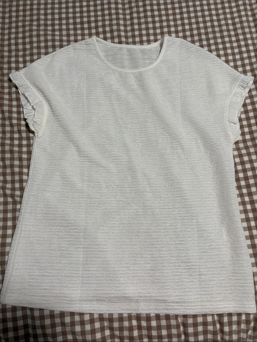Women's White Short Sleeve Textured Top
